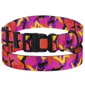 Нашийник BronzeDog Urban Camo, для собак, нейлоновий, фастекс пластиковий, рожевий, 25-33×1.6 см