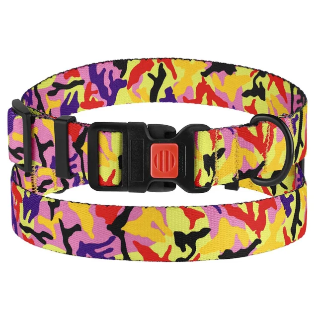 Нашийник BronzeDog Urban Camo, для собак, нейлоновий, фастекс пластиковий, помаранчевий, 35-53×2.5 см