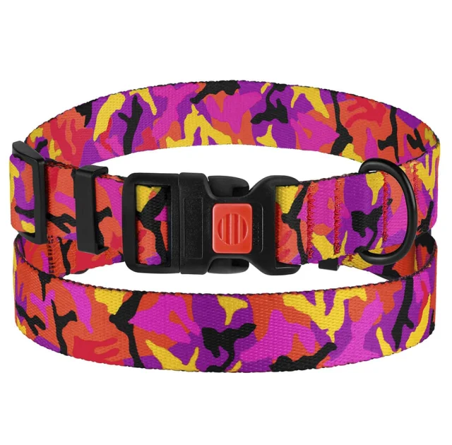 Нашийник BronzeDog Urban Camo, для собак, нейлоновий, фастекс пластиковий, рожевий, 43-66×2.5 см