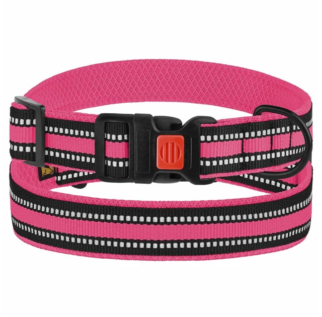 Нашийник BronzeDog Urban Mesh, для собак, нейлон і 3-D сітка, фастекс пластик, рожевий, 43-66×2.5 см