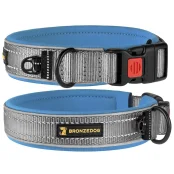 Нашийник BronzeDog Sport, для собак, неопрен, фастекс пластик, сіро-блакитний, 51-59×2.5 см