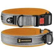 Нашийник BronzeDog Sport, для собак, неопрен, фастекс пластик, сіро-помаранчевий, 51-59×2.5 см