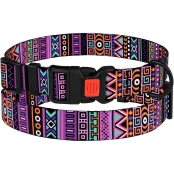 Нашийник BronzeDog Urban, для собак, нейлоновий, фастекс пластик, принт етнічний, фіолетовий, 35-53×2.5 см