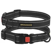 Нашийник BronzeDog Cotton, для собак, брезент, світловідбиваючий, фастекс пластик, графіт, 35-53×2.5 см