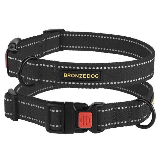 Нашийник BronzeDog Cotton, для собак, брезент, світловідбиваючий, фастекс пластик, графіт, 25-33×1.6 см