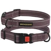 Нашийник BronzeDog Cotton, для собак, брезент, світловідбиваючий, фастекс пластик, черрі, 30-40×2 см