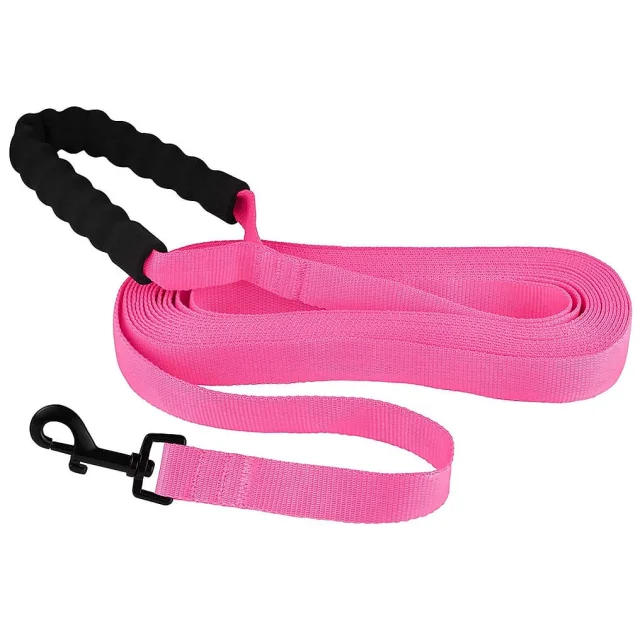 Повідець BronzeDog Active для собак, нейлоновий з м'якою ручкою, рожевий, 6 м×2.5 см