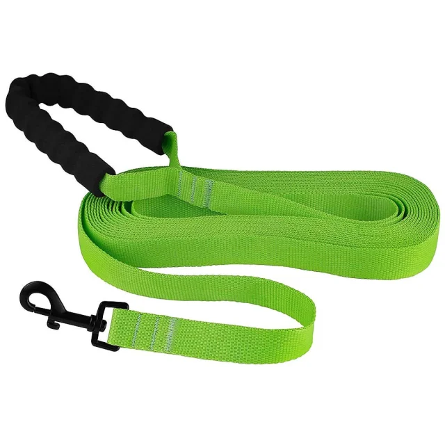Поводок BronzeDog Active для собак, нейлоновый с мягкой ручкой, салатовый, 9 м×2.5 см