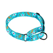 Нашийник-полуудавка BronzeDog Urban для собак, нейлон, принт квіти, ментоловий, 38-51 см