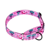 Нашийник-полуудавка BronzeDog Urban для собак, нейлон, принт квіти, рожевий, 30-40 см