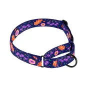 Нашийник-полуудавка BronzeDog Urban для собак, нейлон, принт квіти, синій, 30-40 см