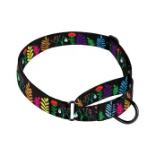 Нашийник-полуудавка BronzeDog Urban для собак, нейлон, принт квіти, чорний, 38-51 см