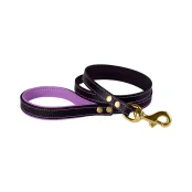 Повідець BronzeDog для собак, шкіряний, лита латунна фурнітура, фіолетово-коричневий, 122×1.6 см