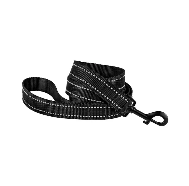 Повідець BronzeDog Active для собак, світловідбиваючий нейлон, чорний, 152×1 см