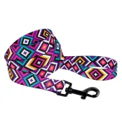 Повідець BronzeDog Tribal для собак, нейлон, принт гуцульський, фіолетовий, 152×1.6 см