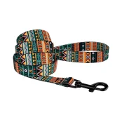 Повідець BronzeDog Tribal для собак, нейлон, принт етнічний, ментоловий, 152×2.5 см