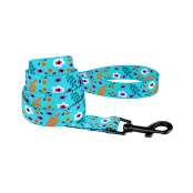 Повідець BronzeDog Tribal для собак, нейлон, принт квіти, ментоловий, 152×2 см