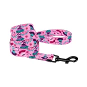 Повідець BronzeDog Tribal для собак, нейлон, принт квіти, рожевий, 152×1 см