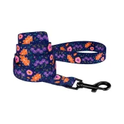 Повідець BronzeDog Tribal для собак, нейлон, принт квіти, синій, 152×1.6 см