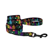 Повідець BronzeDog Tribal для собак, нейлон, принт квіти, чорний, 152×1 см