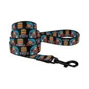 Поводок BronzeDog Tribal для собак, нейлон, принт маска, чёрный, 152×2 см