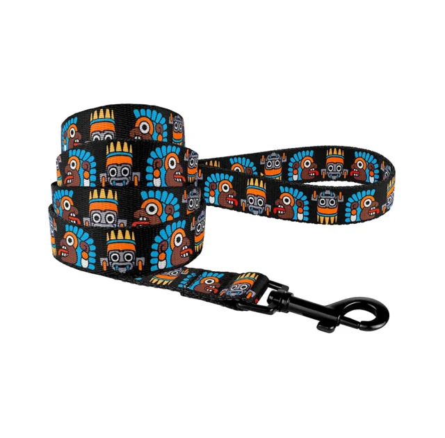 Повідець BronzeDog Tribal для собак, нейлон, принт маска, чорний, 152×2.5 см