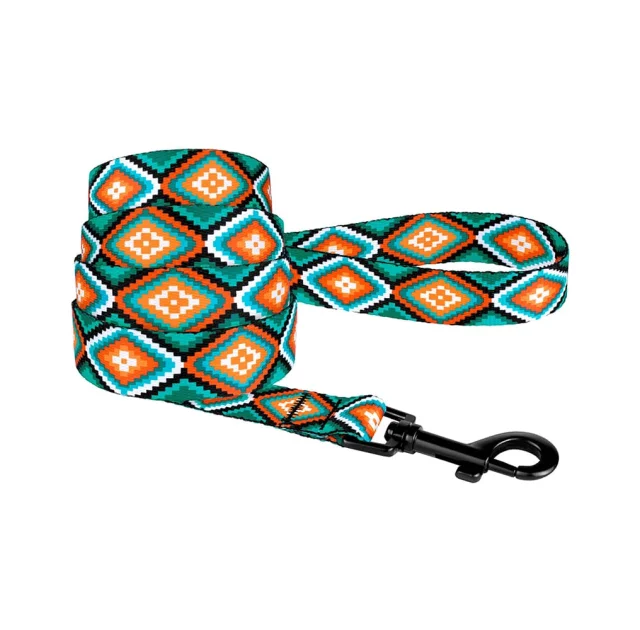 Поводок BronzeDog Tribal для собак, нейлон, принт ромбы, 152×2 см