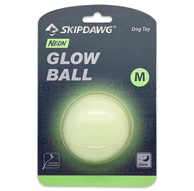Игрушка-мяч для собак BronzeDog Skipdawg Neon Glow ball, светонакопительнная, 7 см