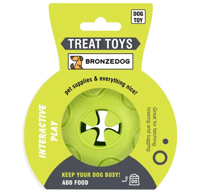 Игрушка-мяч для собак BronzeDog Smart Ball IQ, мотивационная, салатовый 7×9 см