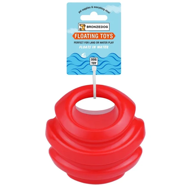 Игрушка для собак BronzeDog Strong Ball, силовой плавающий мяч, 11 см, красный