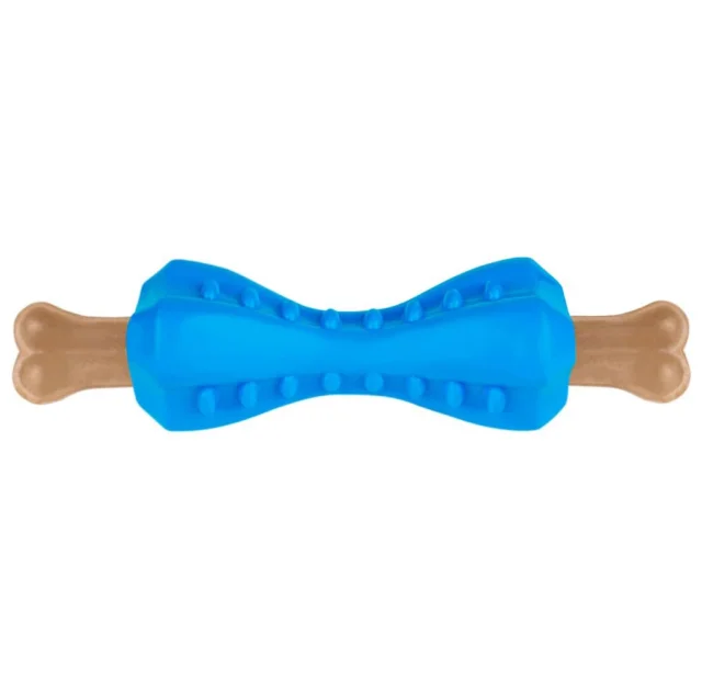 Игрушка-кость для собак BronzeDog Smart, мотивационная, синий, 12×5 см
