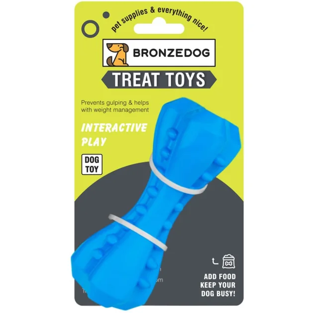Игрушка-кость для собак BronzeDog Smart, мотивационная, синий, 12×5 см