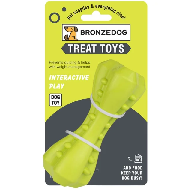 Іграшка-кістка для собак BronzeDog Smart, мотиваційна, зелений, 12×5 см
