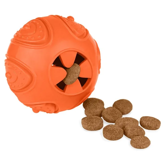 Игрушка-мяч для собак BronzeDog Smart Ball IQ, мотивационный, оранжевый, 7×9 см