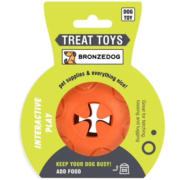 Игрушка-мяч для собак BronzeDog Smart Ball IQ, мотивационный, оранжевый, 7×9 см