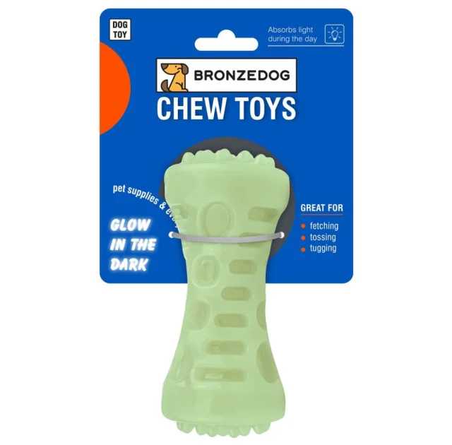 Игрушка-гантель для собак BronzeDog Chew Bone, светонакопительная, 5×13 см