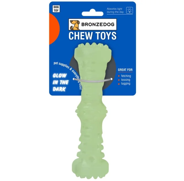 Игрушка-гантель для собак BronzeDog Chew Dumbbell, светонакопительная, 5×18 см