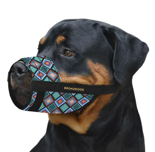 Намордник BronzeDog, для собак, нейлоновий, регульований, принт ромби, 27-33 см