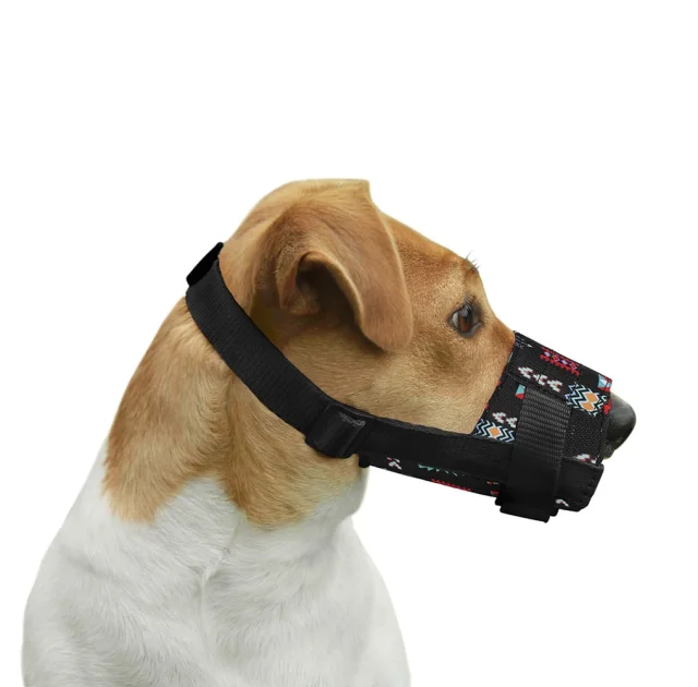 Намордник BronzeDog, для собак, нейлоновий, регульований, принт ацтеки, 28-34 см