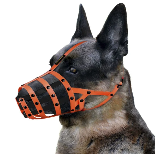 Намордник BronzeDog, для собак, водовідштовхуючий, біотановий, оранжево-чорний, 32 см