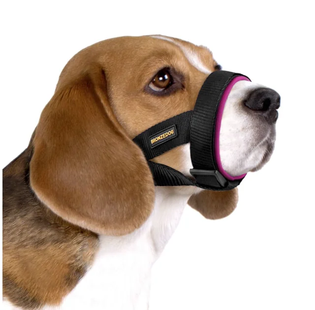Намордник BronzeDog, для собак, універсальний, неопреновий, рожевий, 28-33 см
