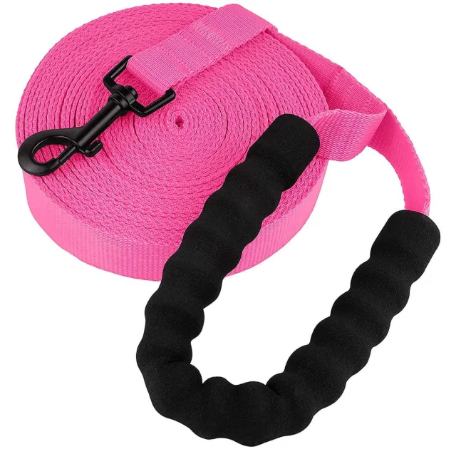 Повідець BronzeDog Active для собак, нейлоновий з м'якою ручкою, рожевий, 15 м×2.5 см