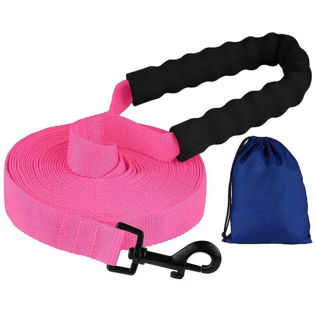 Повідець BronzeDog Active для собак, нейлоновий з м'якою ручкою, рожевий, 15 м×2.5 см