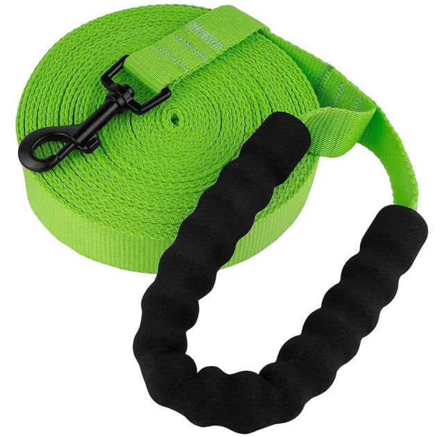 Повідець BronzeDog Active для собак, нейлоновий з м'якою ручкою, салатовий, 6 м×2.5 см