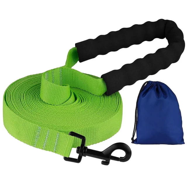 Повідець BronzeDog Active для собак, нейлоновий з м'якою ручкою, салатовий, 15 м×2.5 см