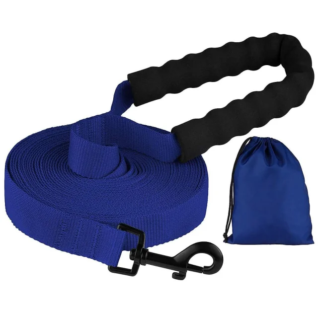 Повідець BronzeDog Active для собак, нейлоновий з м'якою ручкою, синій, 15 м×2.5 см