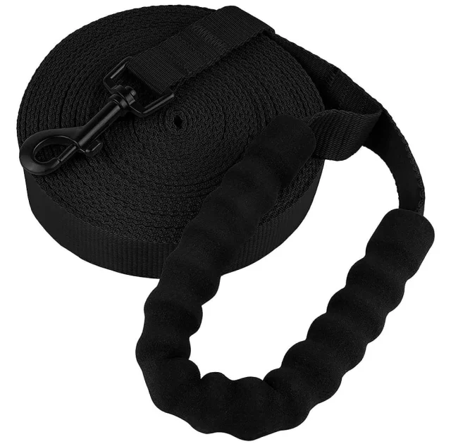 Повідець BronzeDog Active для собак, нейлон, з м'якою ручкою, чорний, 9 м×2.5 см