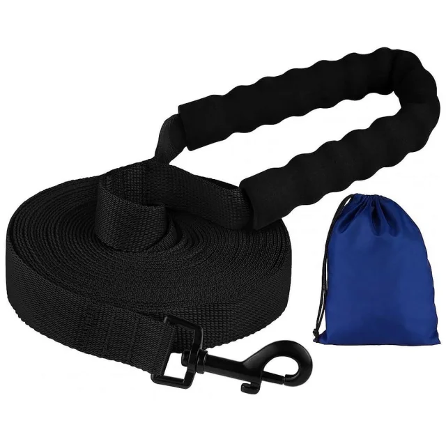 Повідець BronzeDog Active для собак, нейлон, з м'якою ручкою, чорний, 9 м×2.5 см