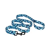 Повідець BronzeDog Urban для собак, нейлон, принт кісточки, блакитний, 152×1.6 см