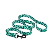 Повідець BronzeDog Urban для собак, нейлон, принт кісточки, бірюзовий, 152×2.5 см